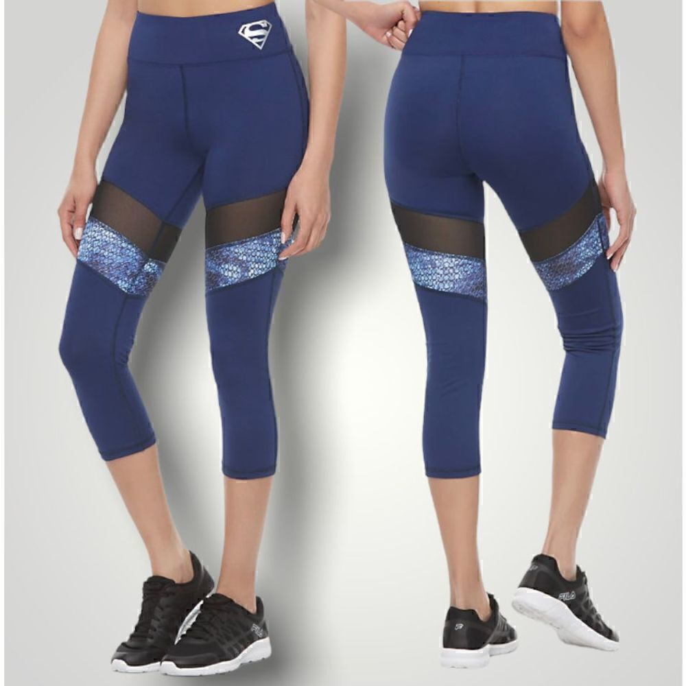 Her Universe Superman Print Mesh Inset Capris by DC Comics, Juniors' Medium